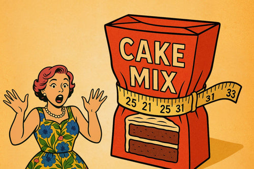 ash shocked at the smaller cake box size due to shrinkflation