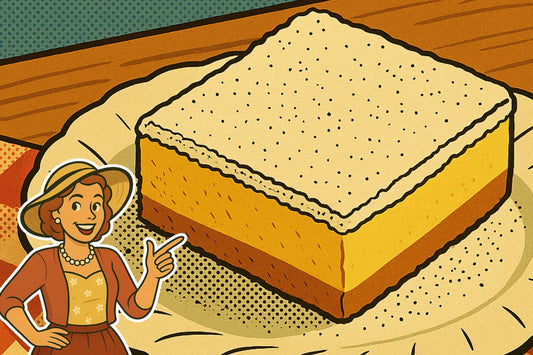 Vintage lemon bars with powdered sugar topping on a shortbread crust